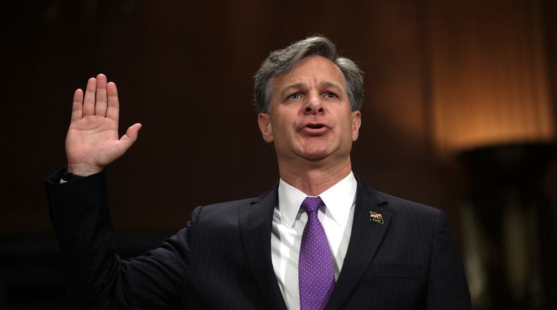 FBI director nominee Christopher Wray is sworn in during his confirmation hearing before the Senate Judiciary Committee July 12, 2017 on Capitol Hill. (Photo by Alex Wong/Getty Images)