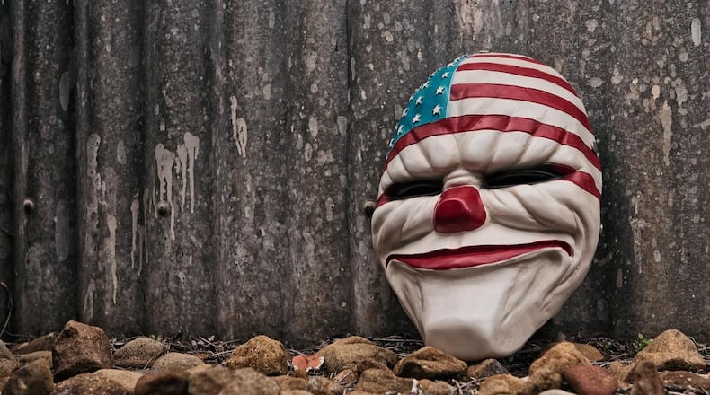 A scary clown mask is pictured here. A man in a clown mask robbed an Atlanta Waffle house restaurant and shot a customer, police say.