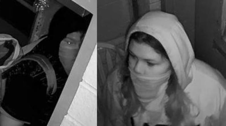 Police released surveillance images of two people accused of breaking into a Toys for Tots center and a salvage store in Gainesville.