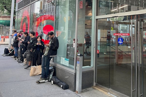 People line up outside a Target store for the new Nintendo Switch 2 video game consoles on Thursday, June 5, 2025 in New York. (AP Photo/Shawn Chen)