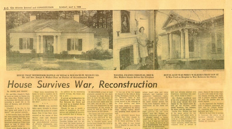 Believed to be the oldest home in Buckhead, this pre-Civil War home, located at 1450 W. Wesley Road, was likely built some time in the 1830s. The original location of the home was the North Georgia town of Resaca. It was moved to Buckhead in 1959 by a local engineer and his wife, Mr. and Mrs. Joseph S. Walker.