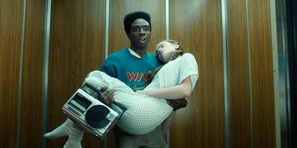 Caleb McLaughlin as Lucas Sinclair and Sadie Sink as Max Mayfield in "Stranger Things" Season 5. (Courtesy of Netflix)