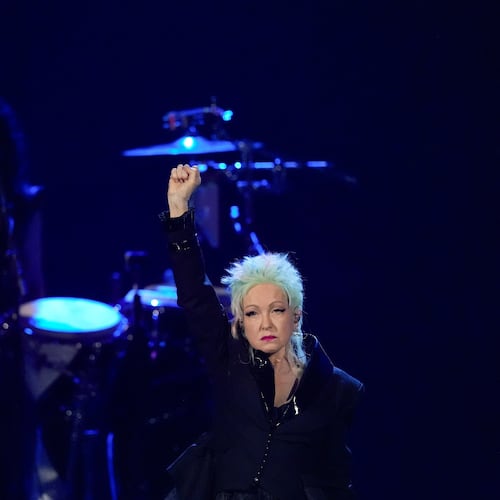 Cyndi Lauper performs during the 2025 Rock and Roll Hall of Fame Induction Ceremony on Saturday, Nov. 8, 2025, at L.A. Live in Los Angeles. (AP Photo/Chris Pizzello)