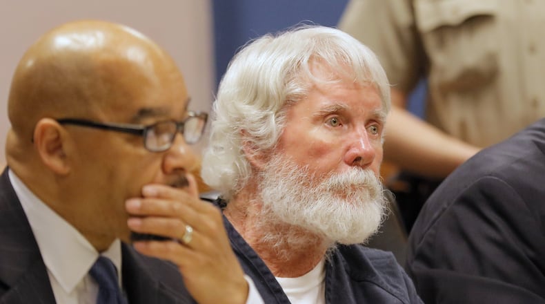 8/25/17 - Atlanta, GA - Claud “Tex” McIver listens to proceedings in court on Friday morning. He has been charged with murder in connection with the Sept. 2016 shooting death of his wife, business executive Diane McIver. McIver says the shooting was accidential. BOB ANDRES /BANDRES@AJC.COM