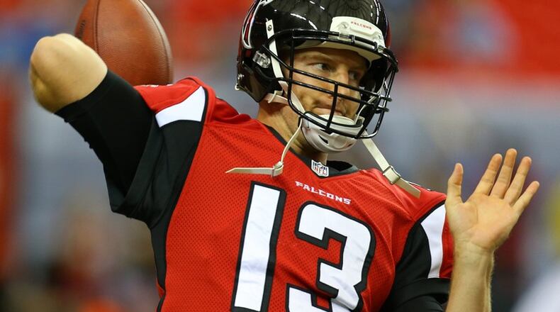 Quarterback T.J. Yates, then with the Atlanta Falcons, prepares to play the Titans in their NFL exhibition game on Sunday, August 23, 2014, in Atlanta. (CURTIS COMPTON / AJC)