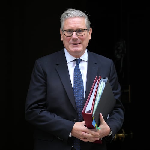 Britain's Prime Minister Keir Starmer leaves 10 Downing Street to attend the weekly session of Prime Minister's Questions in parliament in London, Wednesday, June 10, 2026. (AP Photo/Kin Cheung)