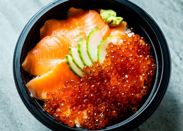 The salmon with salmon roe bento from Sushi Hayakawa. 
