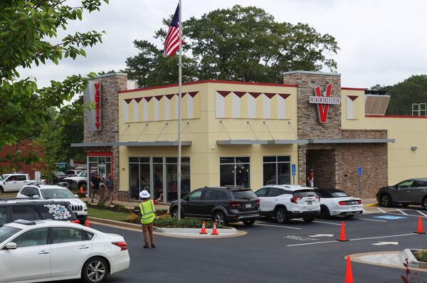 A new Watkinsville location of the Varsity is busy during lunchtime on Friday, April 25, 2025. The restaurant includes a drive-thru in addition to sit-in dining. (C.J. Bartunek for The Atlanta Journal-Constitution)
