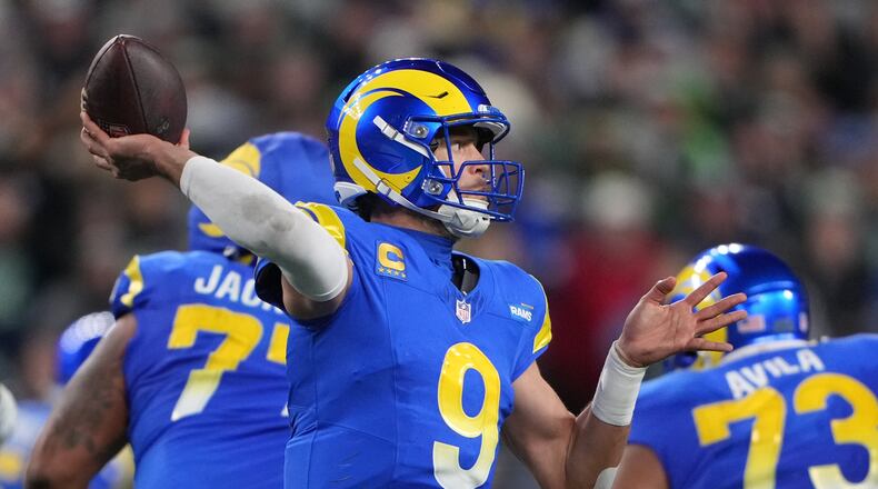 Los Angeles Rams quarterback Matthew Stafford,who played for Georgia, returns to Atlanta to take on the Falcons on Monday. (Lindsey Wasson/AP)