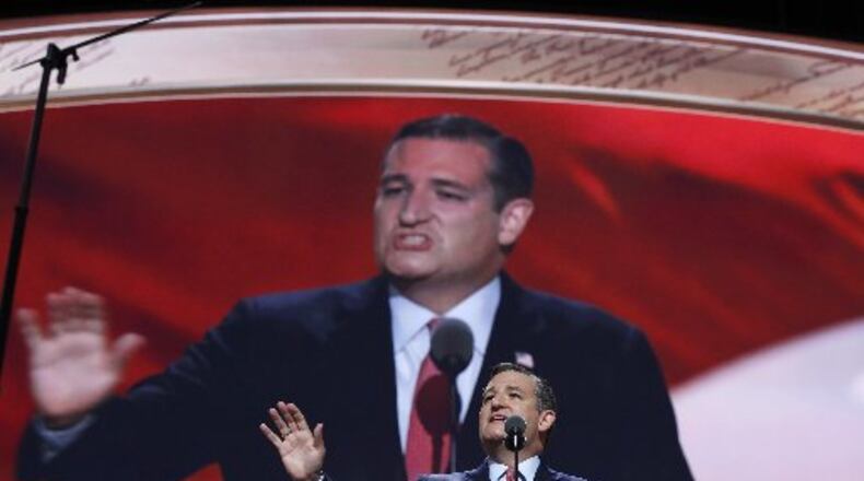 U.S. Sen. Ted Cruz speaks to GOP convention delegates Wednesday night.