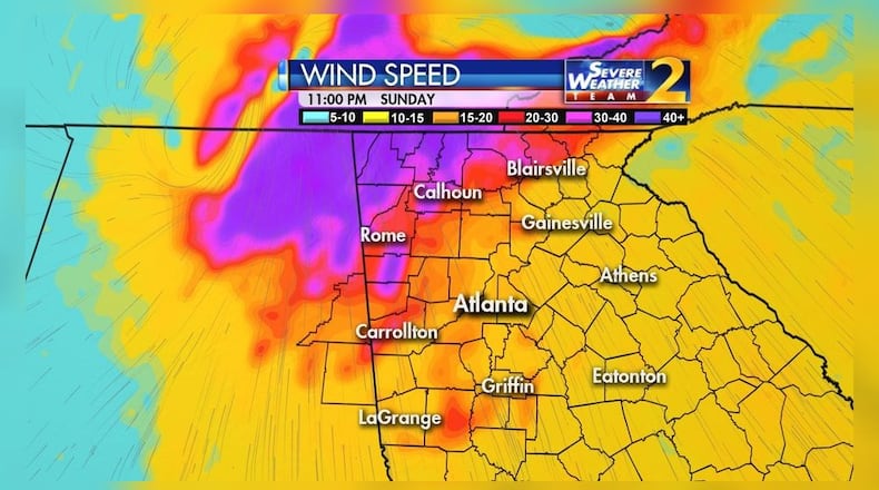 Tropical Storm Nate is expected to bring gusty winds to northwest Georgia starting Sunday. (Credit: Channel 2 Action News)