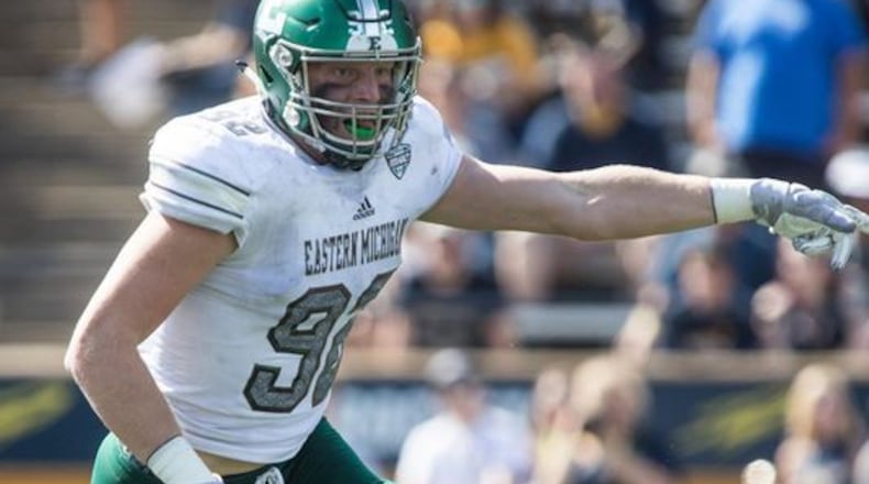 Eastern Michigan defensive end Maxx Crosby had a private workout with the Falcons. (Photo: EMU Athletics)