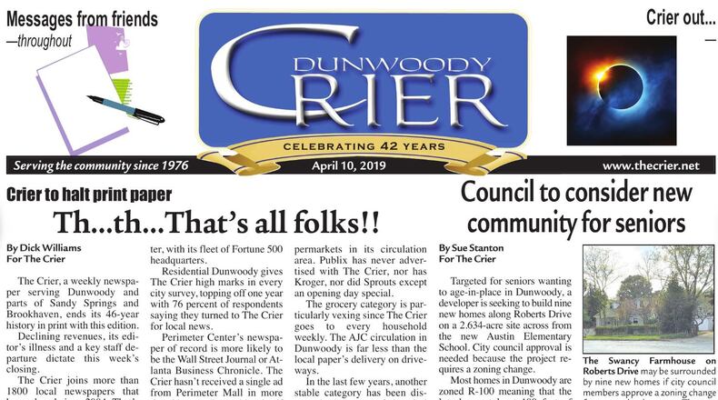 The paper printed farewell messages in its latest edition.