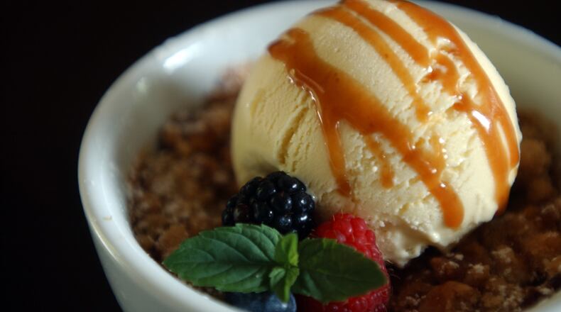 Peach cobbler at Pacific Kitchen. / AJC file photo