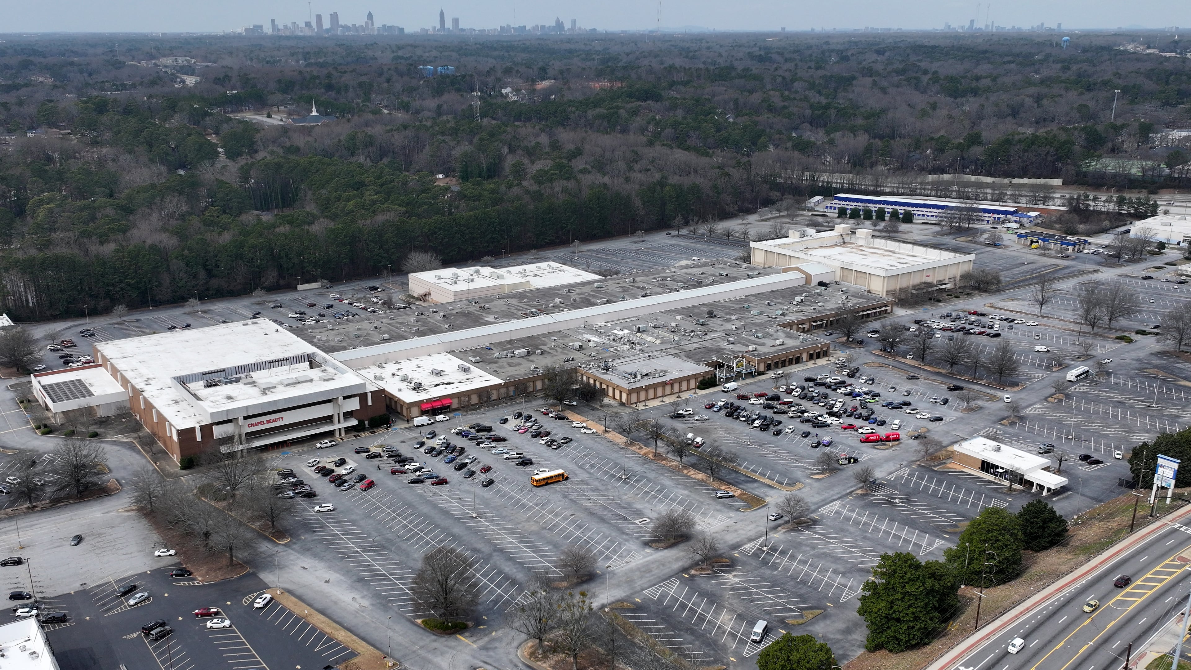 Aerial photo shows South DeKalb Mall, Thursday, Feb. 27, 2025. (Hyosub Shin/AJC)