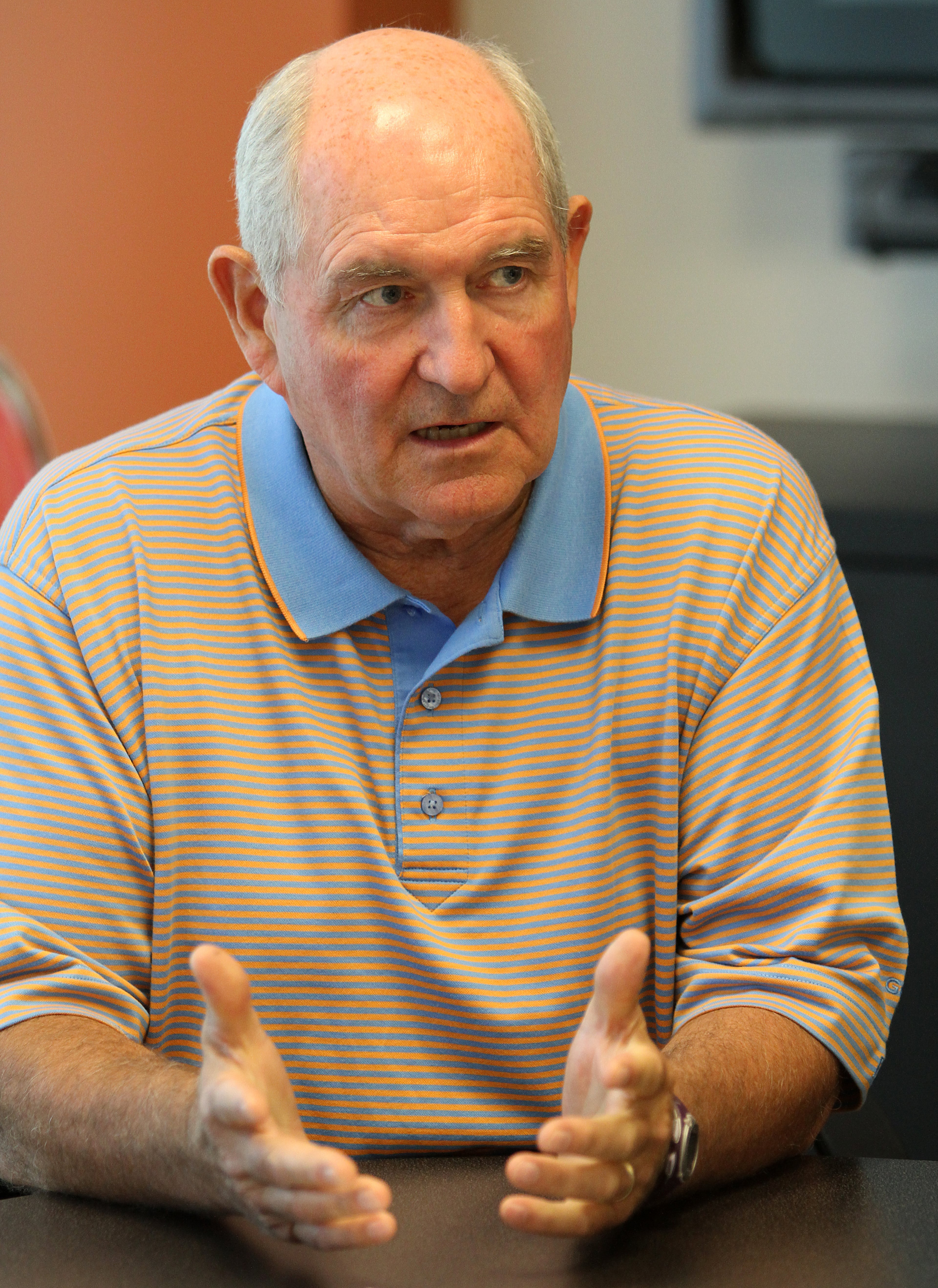 Then-Gov. Sonny Perdue met with the editorial board of The Atlanta Journal-Constitution on Aug. 19, 2010, about the CRCT cheating scandal. (AJC file)