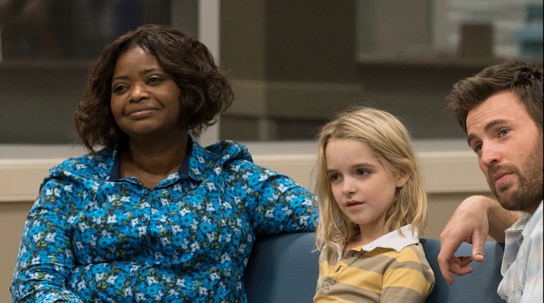 Octavia Spencer, Mckenna Grace and Chris Evans in a scene from "Gifted," which filmed in coastal Georgia. Photo: Fox Searchlight Pictures