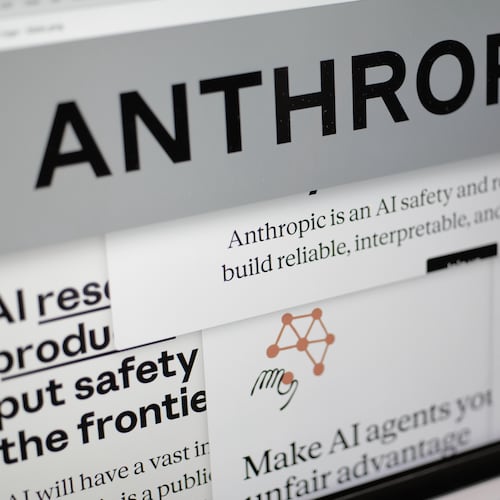 FILE - Pages from the Anthropic website and the company's logo are displayed on a computer screen in New York on Feb. 26, 2026. (AP Photo/Patrick Sison, File)