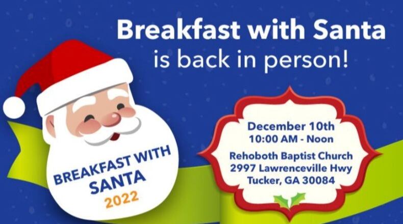 Friends of Disabled Adults and Children will be the beneficiary of the returning "Breakfast with Santa" from 10 a.m. to noon Dec. 10 at Rehoboth Baptist Church, 2997 Lawrenceville Highway, Tucker. (Courtesy of Friends of Disabled Adults and Children)