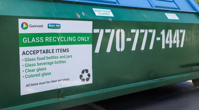 Gwinnett has partnered with family-owned Waste Pro USA, Inc., to pilot a drop-off glass recycling program beginning Saturday, Oct. 16 at OneStop Norcross, 5030 Georgia Belle Court in Norcross. (Courtesy Gwinnett County)