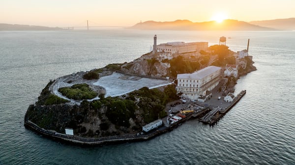 Alcatraz Island is pictured on Sunday, May 4, 2025, in the San Francisco Bay, Calif. (AP Photo/Noah Berger)