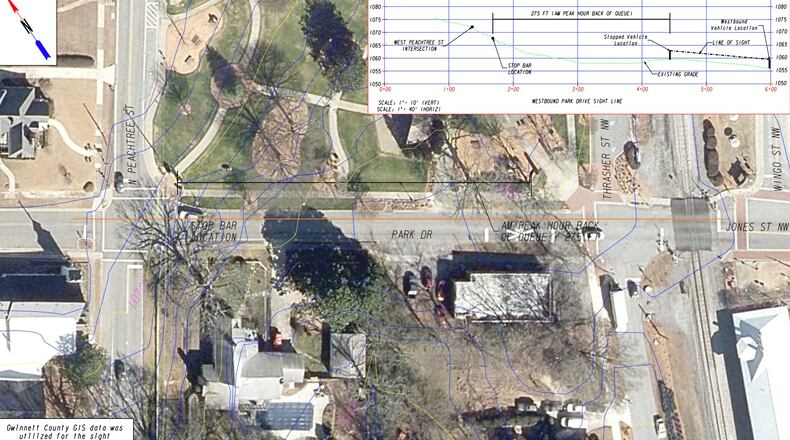 The Norcross City Council recently voted to approve the installation of a 4-way stop sign at the intersection of N. Peachtree Street and Park Drive. (Courtesy City of Norcross)