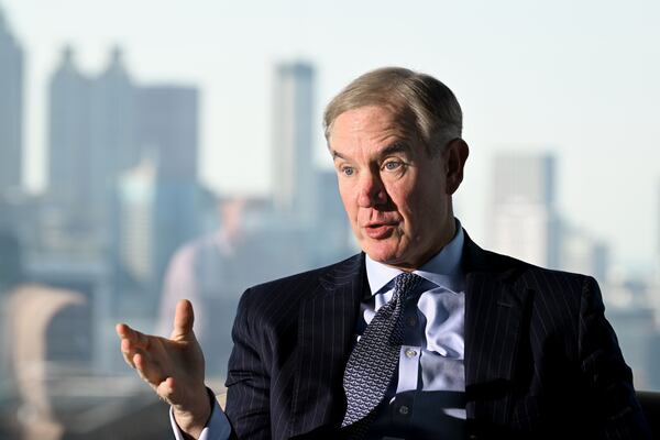 Kevin Blair, CEO of Pinnacle, speaks to AJC reporter Zachary Hansen on the top floor of the Ten Twenty Spring office tower at 1020 Spring St. NW on Friday, July 31, 2026, in Atlanta. Pinnacle will occupy 165,000 square feet of premier office space at Ten Twenty Spring and bring an estimated 400 team members to the building. (Hyosub Shin/AJC)