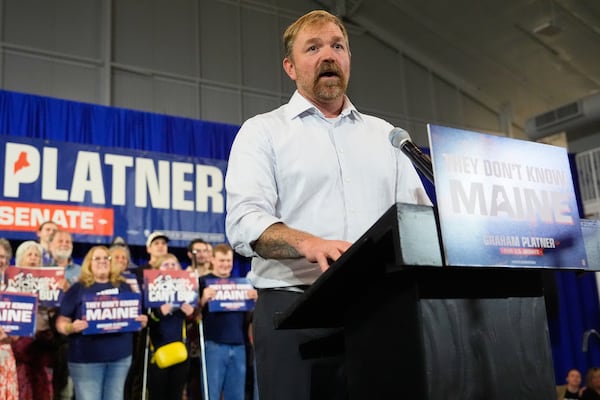 Democratic U.S. Senate candidate Graham Platner speaks during a primary election night watch party after winning the Democratic nomination Tuesday, June 9, 2026, in Blue Hill, Maine. (Robert F. Bukaty/AP)