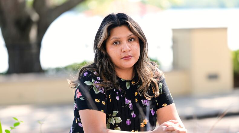 Melani Candia, whose DACA status has lapsed, at a neighborhood in Orlando, Fla., on April 23, 2026. (AP Photo/John Raoux)