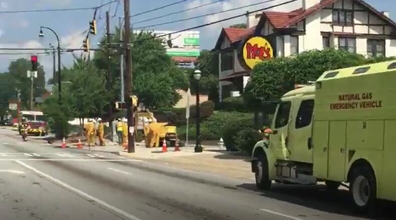 A gas leak affected traffic on Ponce de Leon Avenue.