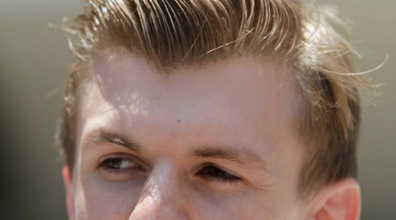 FILE - In this May 26, 2010, file photo, James O'Keefe makes a statement after leaving the federal courthouse in New Orleans. O'Keefe has announced plans to release recordings on Feb. 23, 2017, that he said were made secretly inside CNN. (AP Photo/Bill Haber, File)