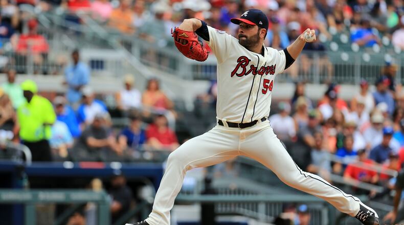 Jaime Garcia of the Braves pitches against the Arizona Diamondbacks at SunTrust Park on July 16, 2017. (Photo by Daniel Shirey/Getty Images)
