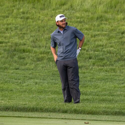 England's Tommy Fleetwood looks down the ninth hole during the second round of the RBC Canadian Open in Caledon, Ont., on Friday, June 12, 2026. (Nick Iwanyshyn/The Canadian Press via AP)
