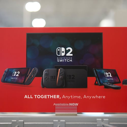 A Nintendo Switch 2 display appears at a Best Buy in Nashville, Tenn., on une 5, 2025, (AP Photo/George Walker IV)