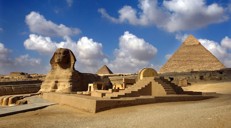 The Sphinx and the Great Pyramids of Giza on October 6, 2009 in Cairo, Egypt.