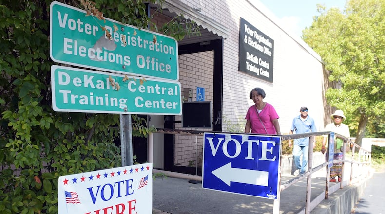 October 17, 2016 STONE MOUNTAIN DeKalb County voters line up for early voting at the county Voter Registration and Elections office in Stone Mountain, Monday, October 17, 2016. KENT D. JOHNSON / AJC