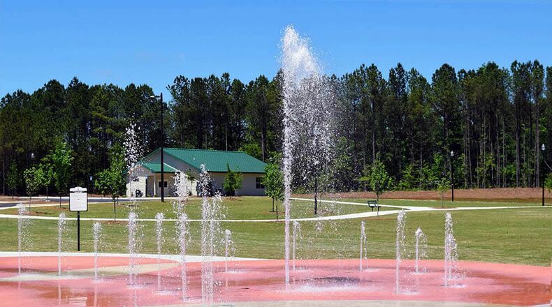 The splash pad at Village Park.