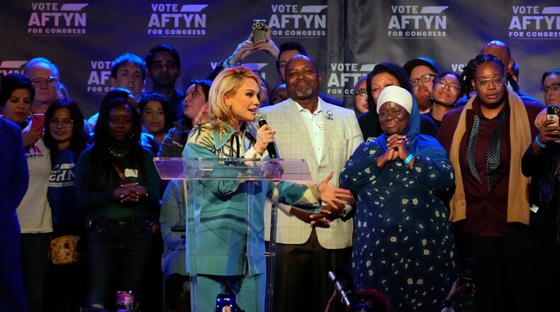 Democratic candidate State Rep. Aftyn Behn, D-Nashville, speaks to supporters at a watch party after losing a special election for the U.S. seventh congressional district, Tuesday, Dec. 2, 2025, in Nashville, Tenn. (AP Photo/George Walker IV)
