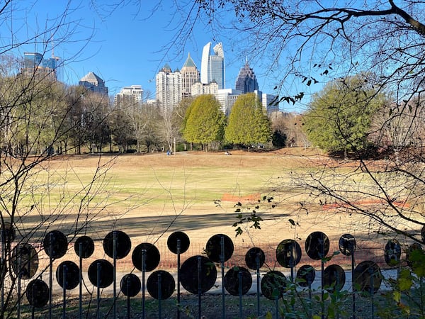 A backside view of "Myriad," a new public art installation unveiled in Piedmont Park. (Courtesy of Gregor Turk)