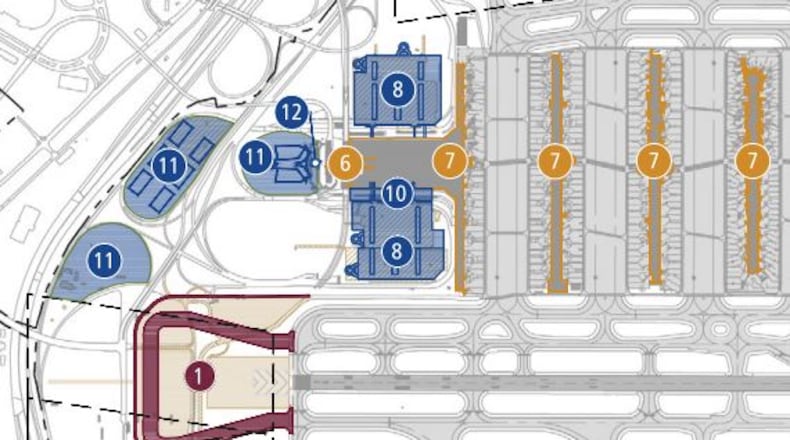 This map from Hartsfield-Jackson's master plan executive summary shows the 9L end-around taxiway project marked as No. 1 in dark red. Source: Hartsfield-Jackson.