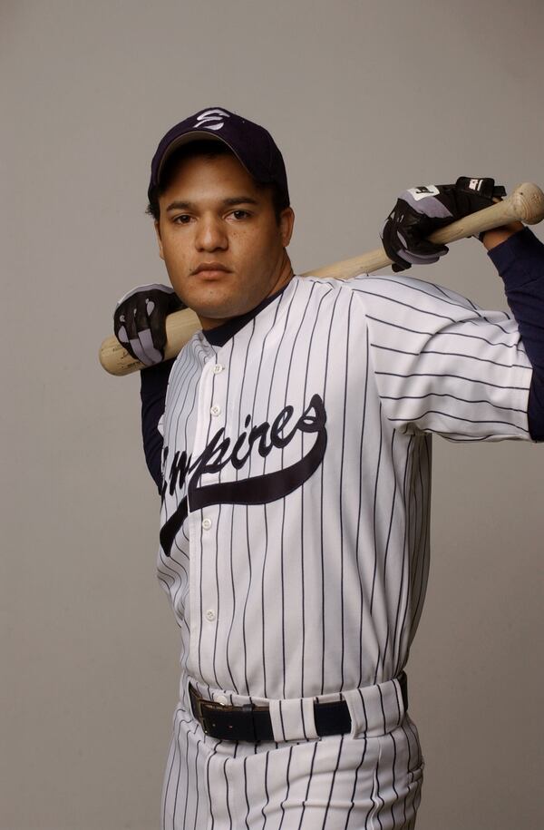 Brandon Dirden stars as Darren Lemming, a major league ballplayer who comes out of the closet, in Richard Greenberg's Tony Award-winning play 'Take Me Out' at Marietta's Theatre in the Square in 2005. (Kimberly Smith/staff)