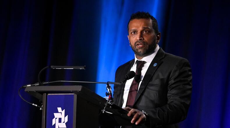 FBI Director Kash Patel speaks at the Rx and Illicit drug Summit, Wednesday, April 8, 2026, in Nashville, Tenn. (AP Photo/John Amis)