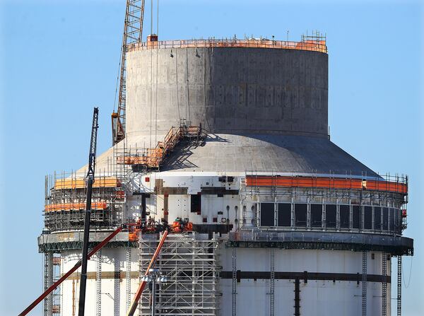 Waynesboro: Construction is seen on the exterior of the Unit 4 nuclear reactor at Georgia Power's Plant Vogtle on Tuesday, Dec 14, 2021, south of Augusta. Curtis Compton / Curtis.Compton@ajc.com