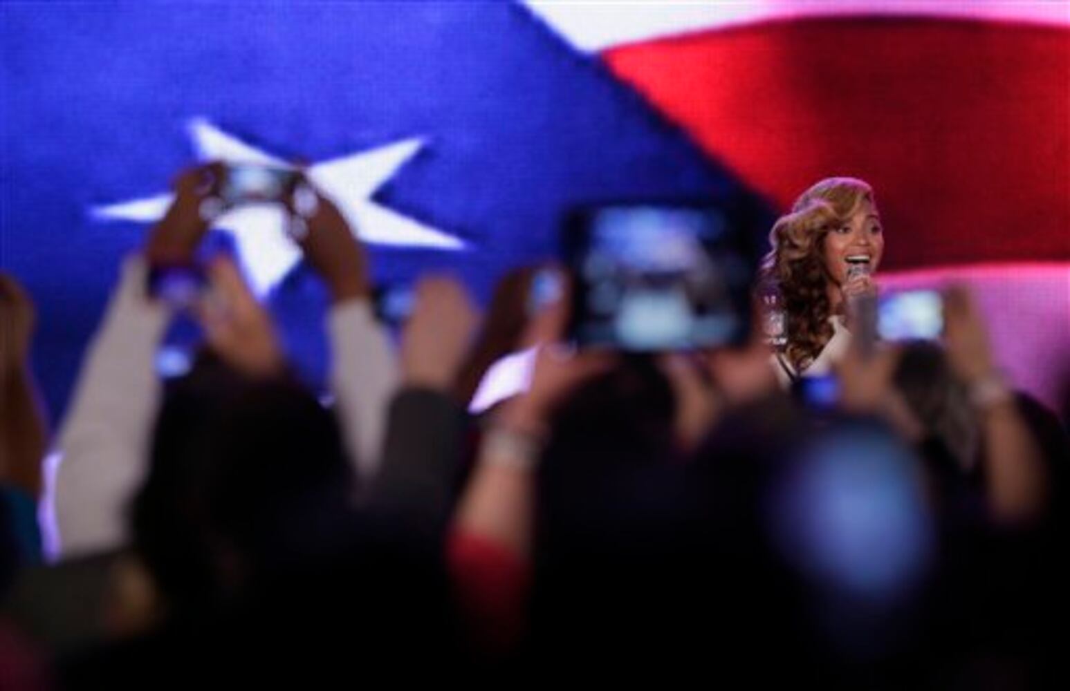 Beyonce at pre-Super Bowl news conference