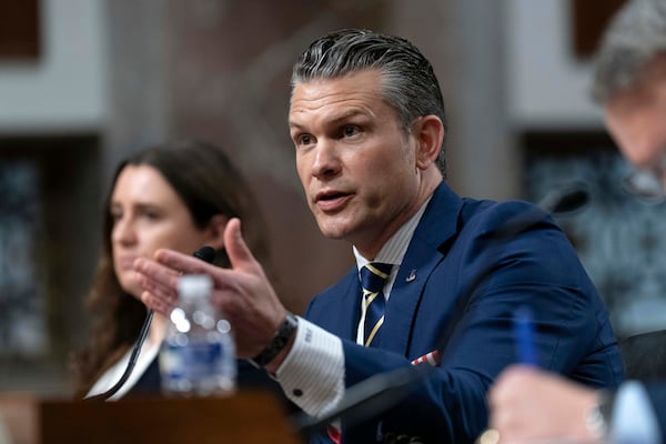 Department of Defense Secretary Pete Hegseth testifies before a Senate Armed Services Committee hearing on Capitol Hill in Washington, Wednesday, June 18, 2025. (AP Photo/Jose Luis Magana)