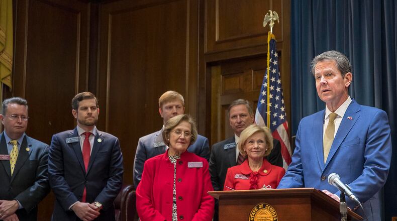 Gov. Brian Kemp announces a new mental health app. AJC/Alyssa Pointer.