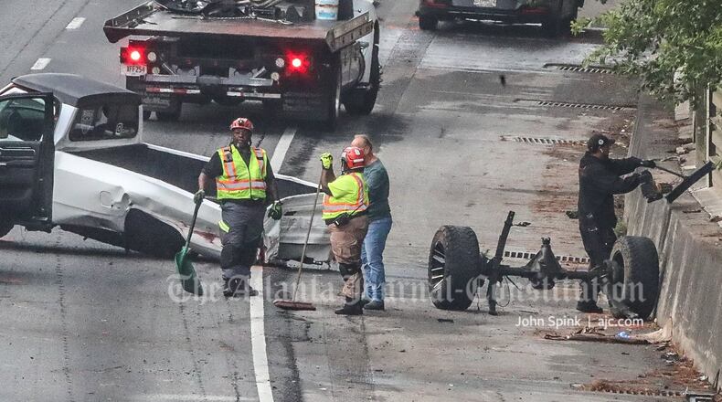 A driver was in critical condition after an early-morning wreck involving three vehicles on I-75 South near the Peachtree Battle Avenue overpass.