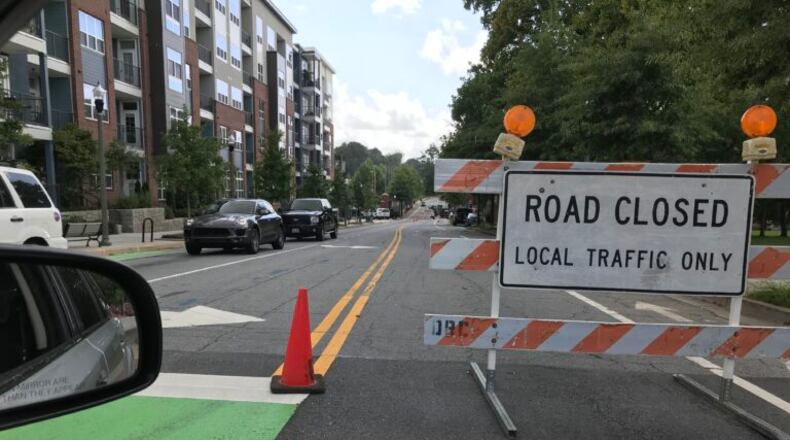 Commerce Drive in Decatur looking south towards West Howard. This southbound lane is expected to remain closed until at least mid October. But for at least two days this week the entire road will close from West Trinity Place to Robin Street. Courtesy City of Decatur