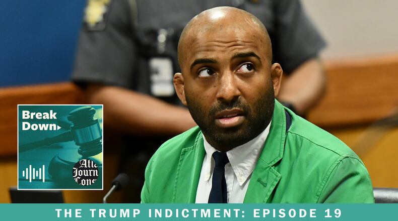 Defendant Harrison Floyd appeared in court on Nov. 21, 2023, during a hearing in which Fulton County prosecutors argued that Floyd's bond should be revoked. The latest episode of the AJC's "Breakdown" podcast recounts that hearing and how Floyd's case fits into the greater Georgia election-interference RICO case. (Dennis Byron/AP)