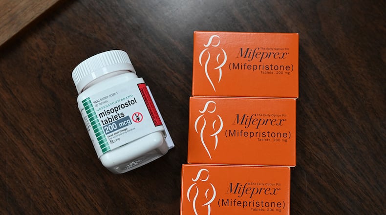 Mifepristone (Mifeprex) and Misoprostol are two drugs used in a medication abortion, but they also are among drugs often prescribed for conditions such as Cushing’s syndrome, stomach ulcers and autoimmune disorders. (Robyn Beck/AFP via Getty Images/TNS)